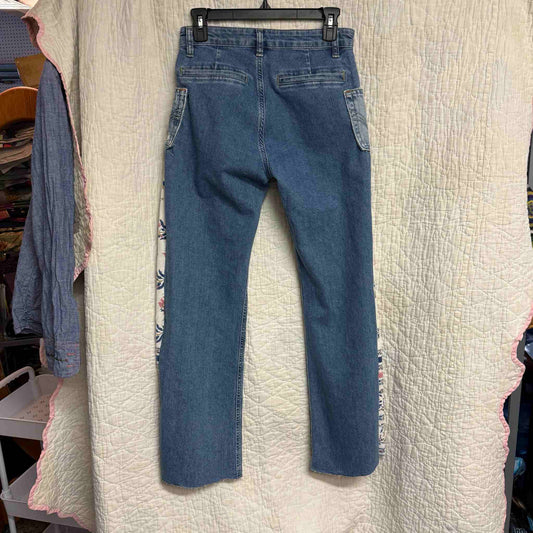 "Field Bloom" French Tablecloth Panel Jeans – Waist 28" Inseam 29"