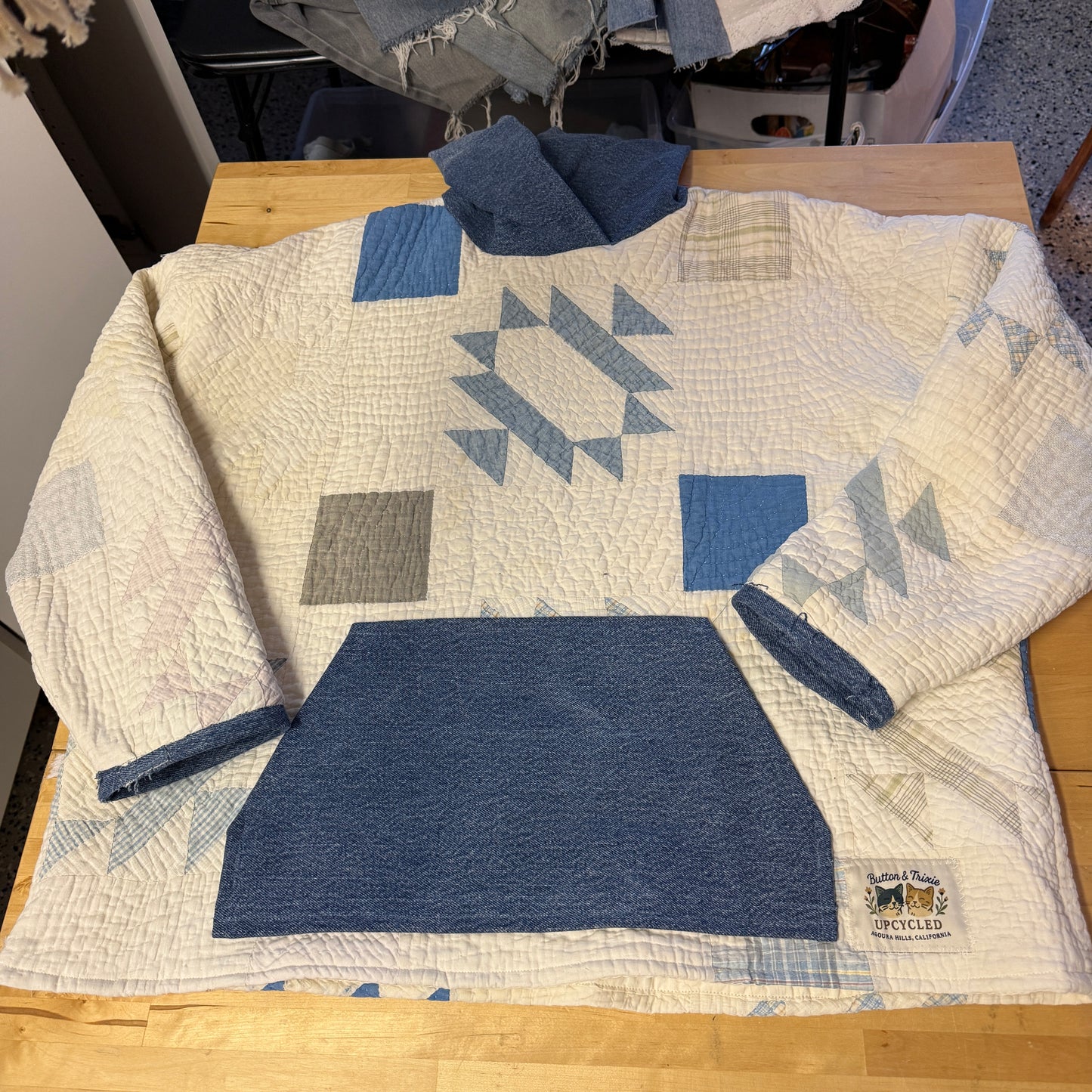 “Rodeo Star” Upcycled Quilt Hoodie – One Size