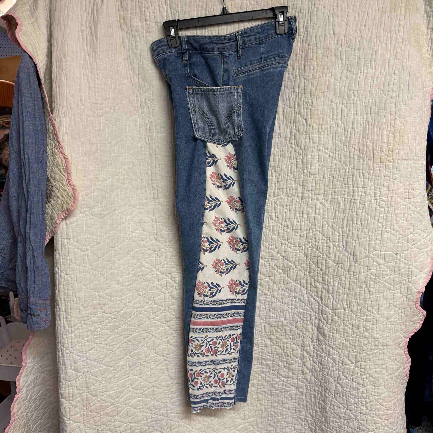"Field Bloom" French Tablecloth Panel Jeans – Waist 28" Inseam 29"