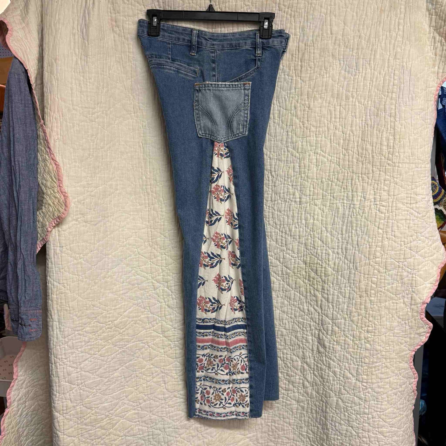 "Field Bloom" French Tablecloth Panel Jeans – Waist 28" Inseam 29"