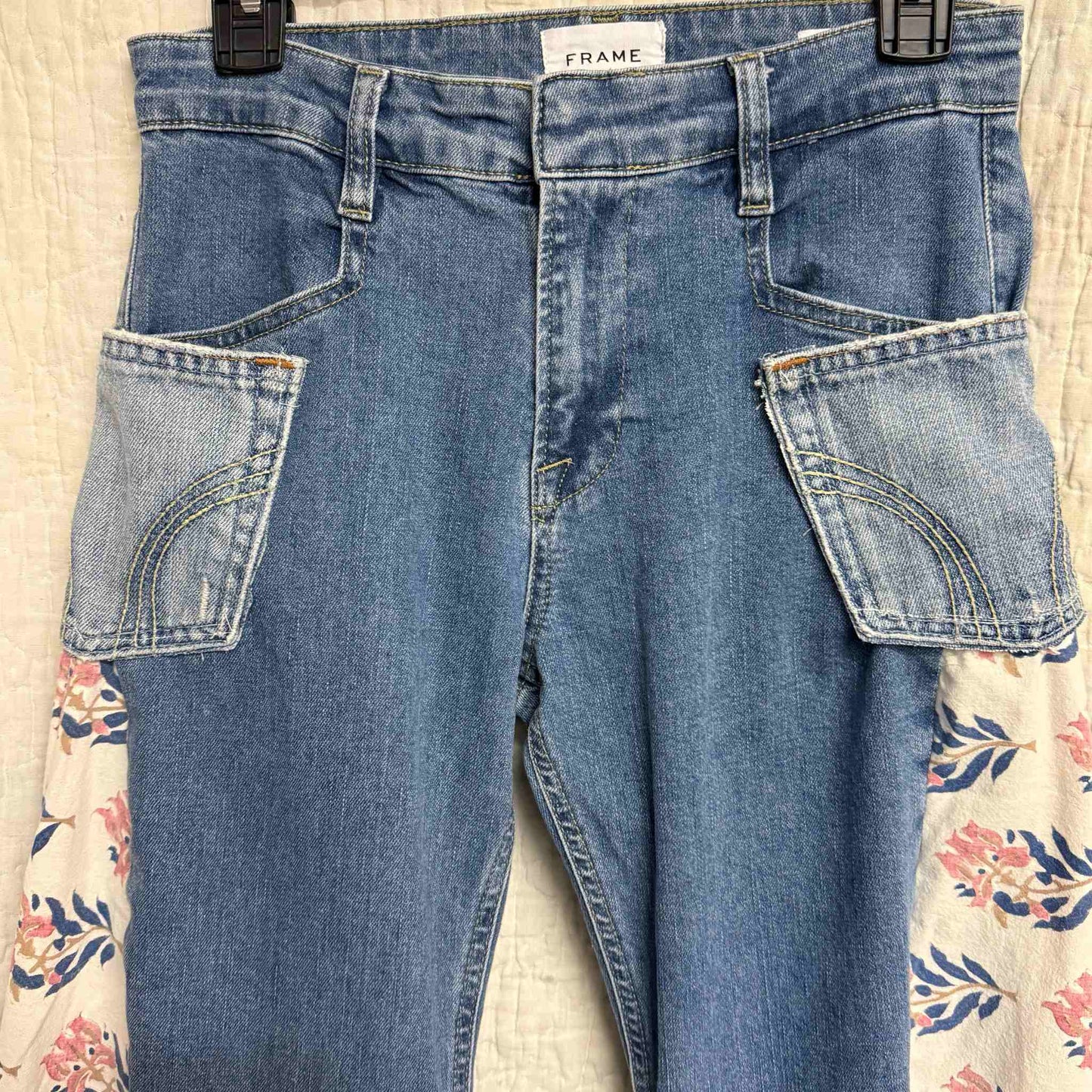 "Field Bloom" French Tablecloth Panel Jeans – Waist 28" Inseam 29"