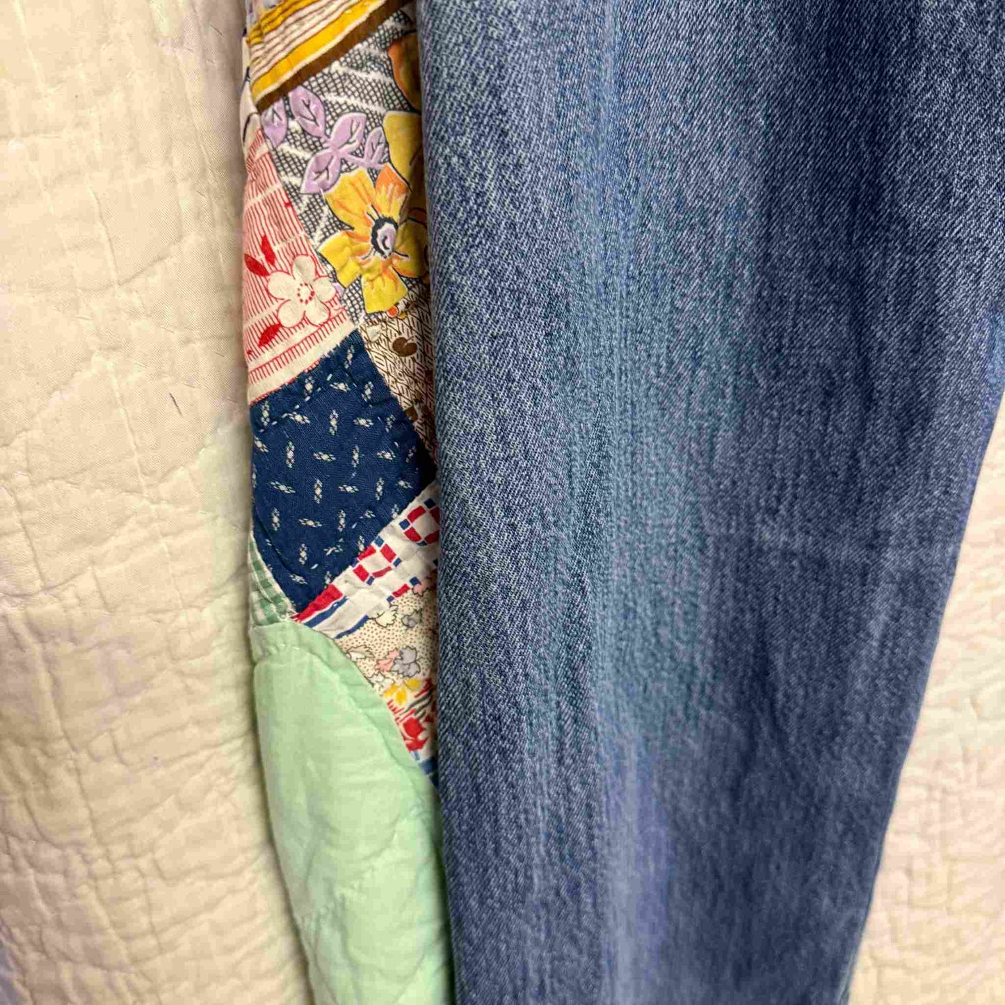 "San Fernando Bloom" Quilt Panel Jeans – Waist 38" Inseam 28.5"