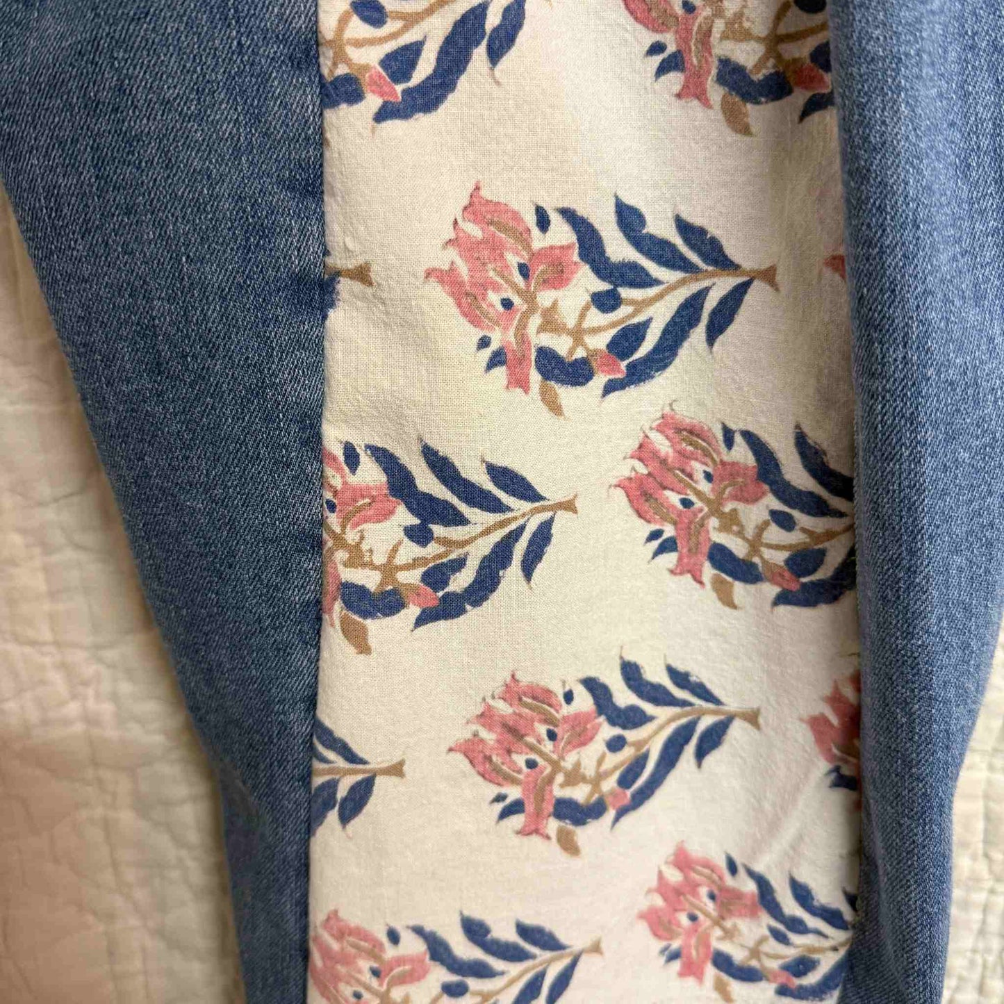 "Field Bloom" French Tablecloth Panel Jeans – Waist 28" Inseam 29"