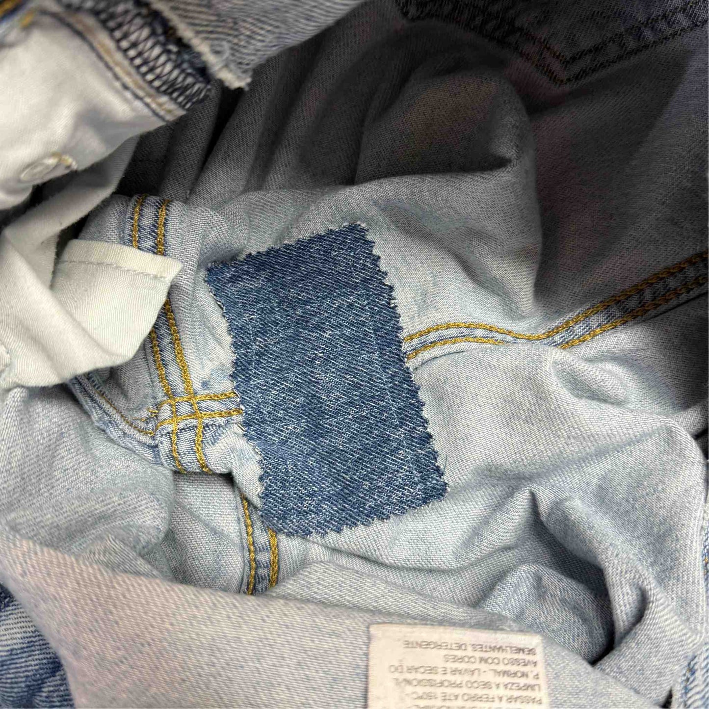 "Honey Bloom" Quilt Panel Jeans – Waist 34" Inseam 28"