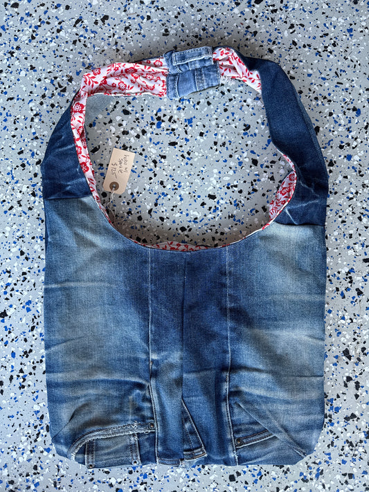 Upcycled Miss Me Denim Hobo Bag