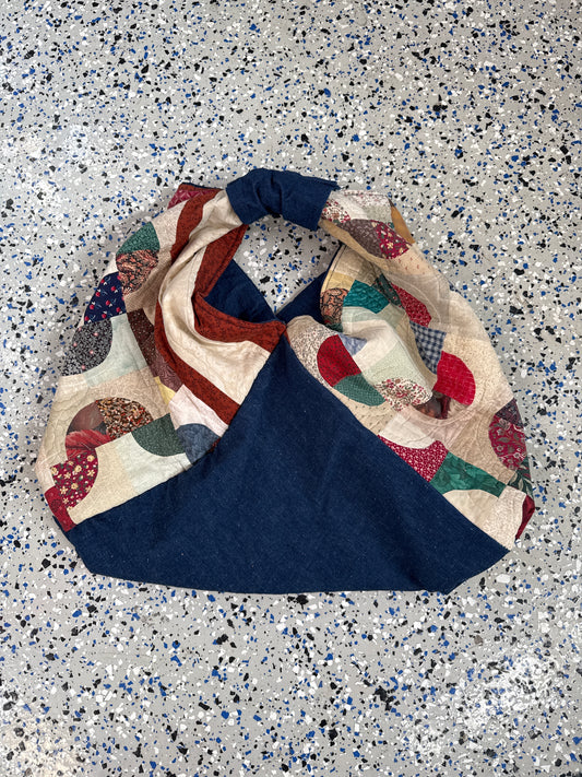 Upcycled Quilt & Denim Origami Bag