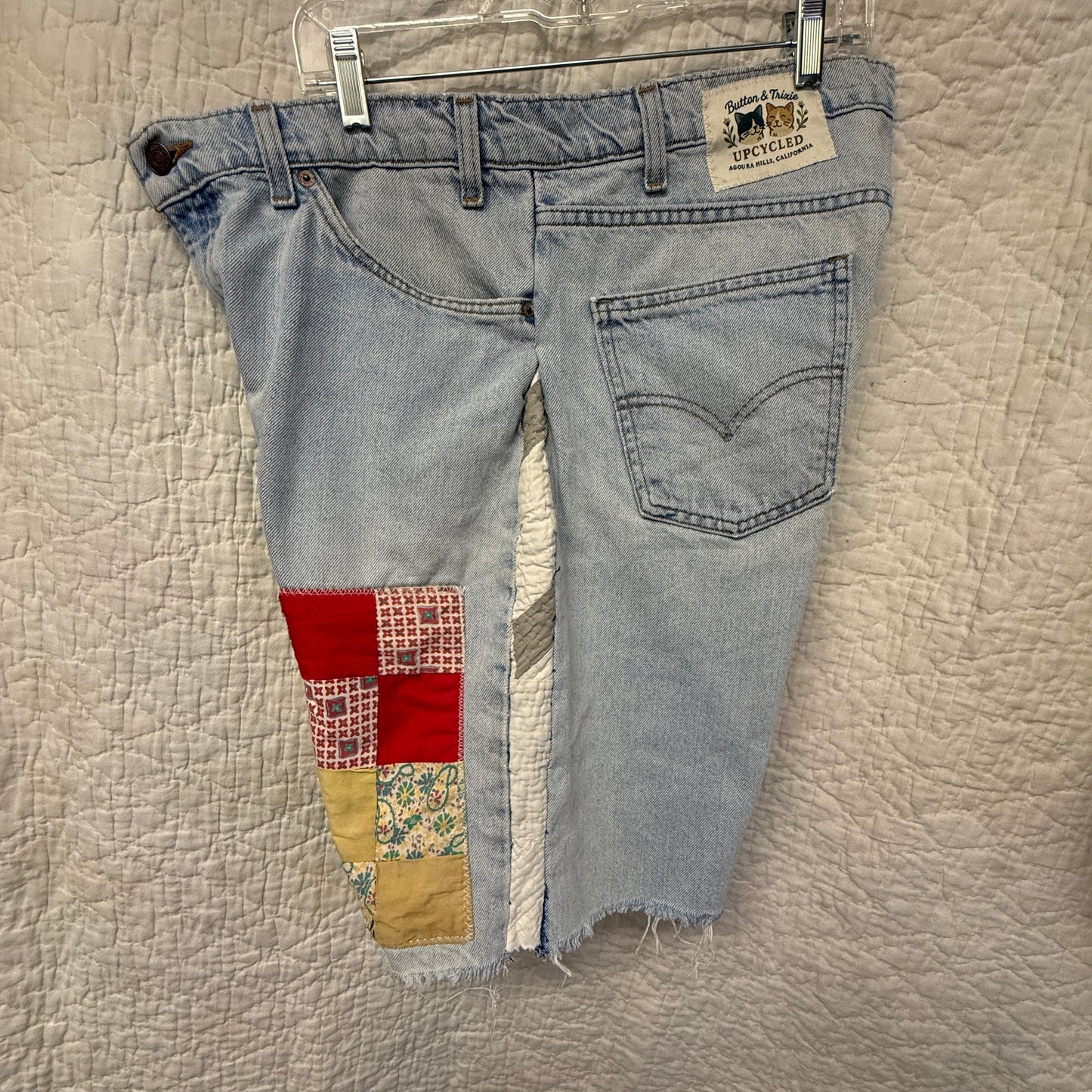 “East Woodland Picnic” Quilt Top Panel Shorts – 37W x 10L