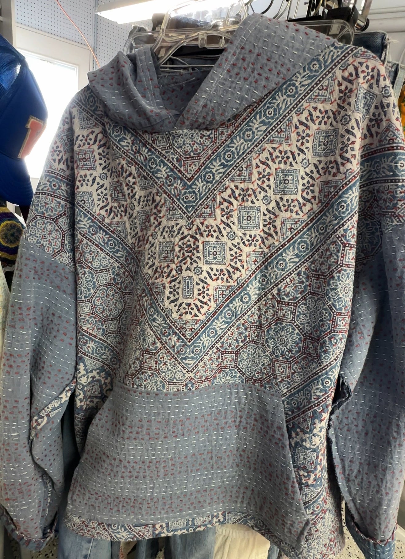 Light blue kantha hoodie