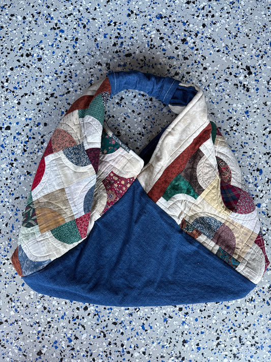 Upcycled Quilt & Denim Origami Bag 2