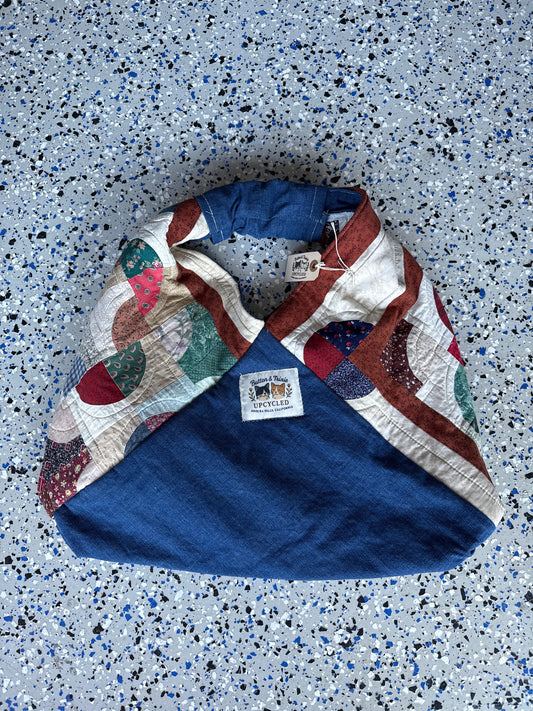 Upcycled Quilt & Denim Origami Bag 2