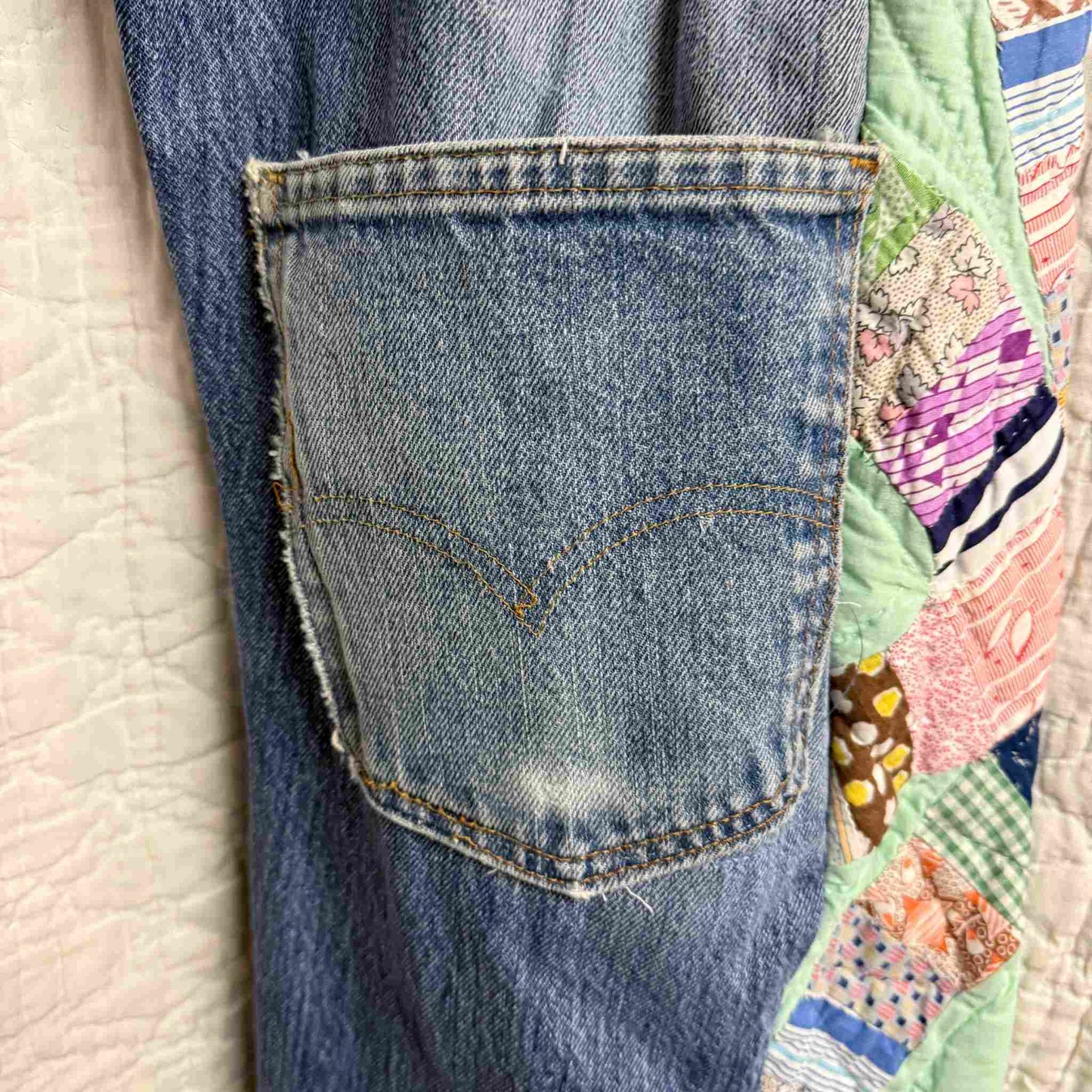 "San Fernando Bloom" Quilt Panel Jeans – Waist 38" Inseam 28.5"