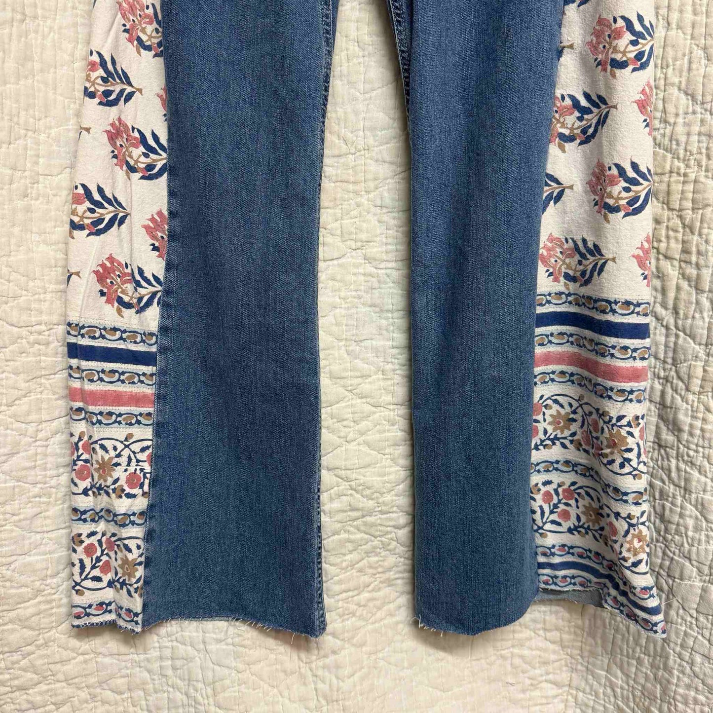 "Field Bloom" French Tablecloth Panel Jeans – Waist 28" Inseam 29"