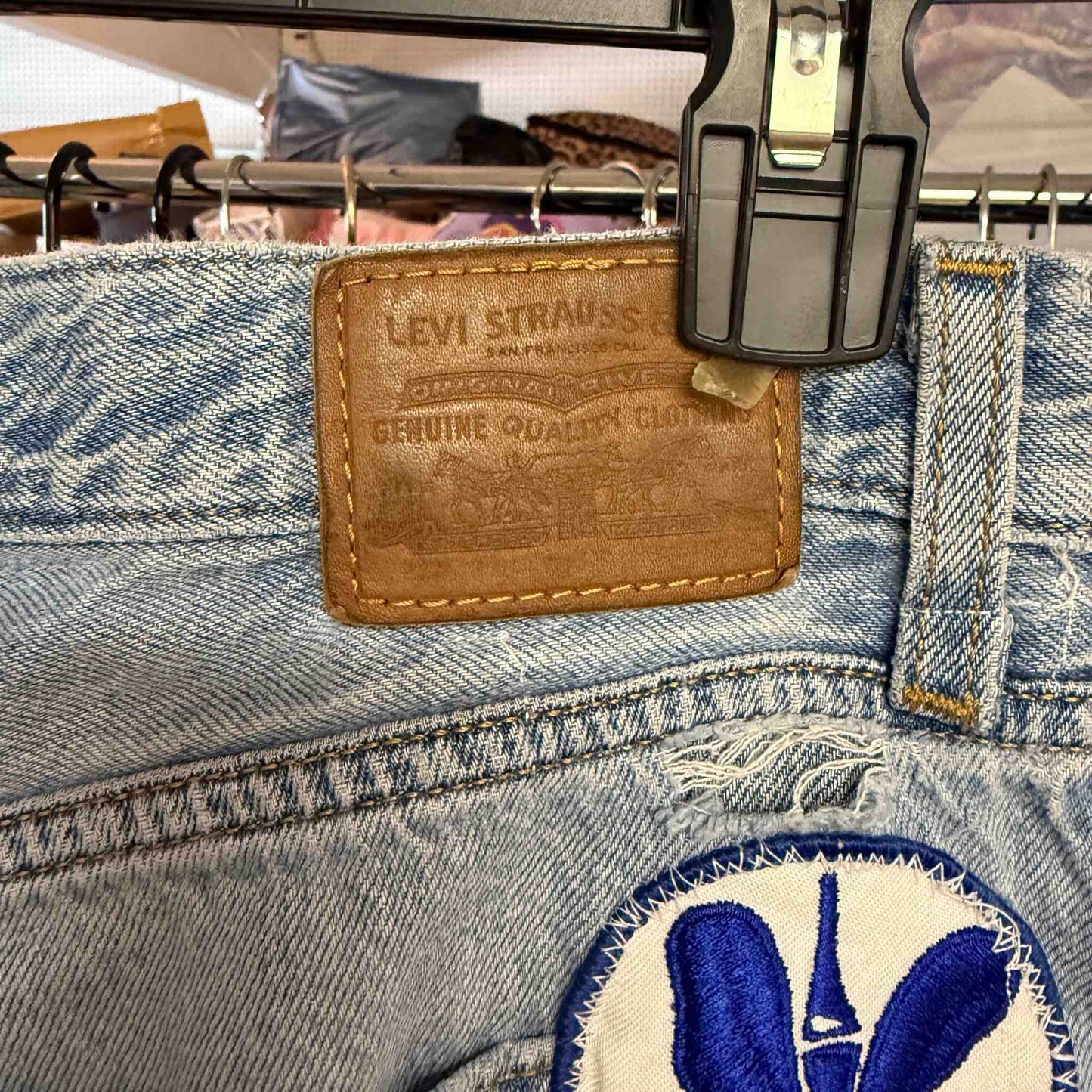 "Honey Bloom" Quilt Panel Jeans – Waist 34" Inseam 28"