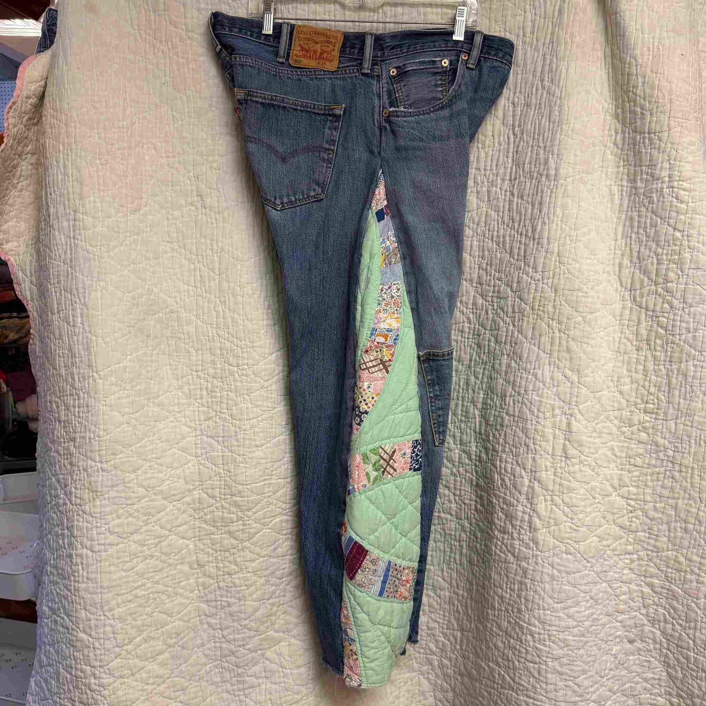 "San Fernando Bloom" Quilt Panel Jeans – Waist 38" Inseam 28.5"