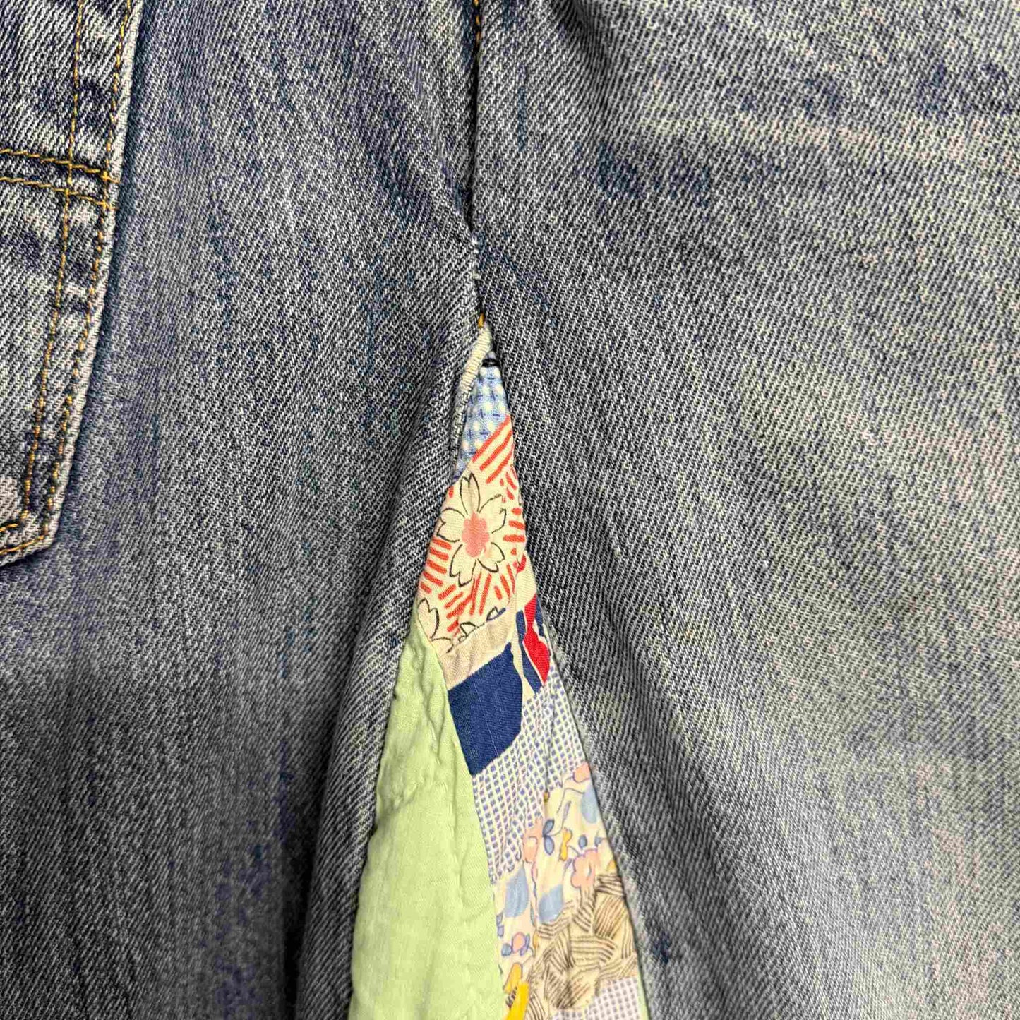 "San Fernando Bloom" Quilt Panel Jeans – Waist 38" Inseam 28.5"