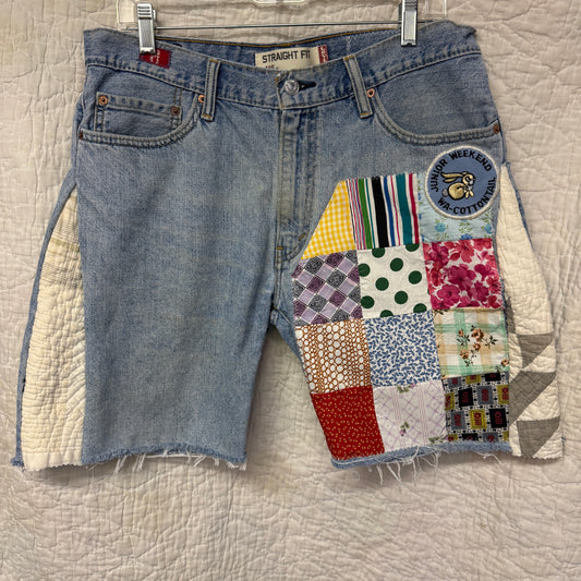 “Cottontail Campout” Quilt Top Panel Shorts  – 34W x 8L